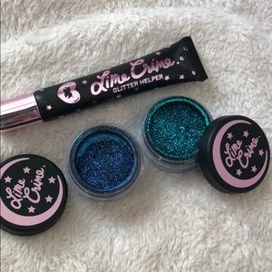 2 lime crime eyes glitter with helper.
